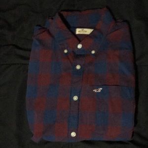 Hollister large blue & maroon long sleeve shirt